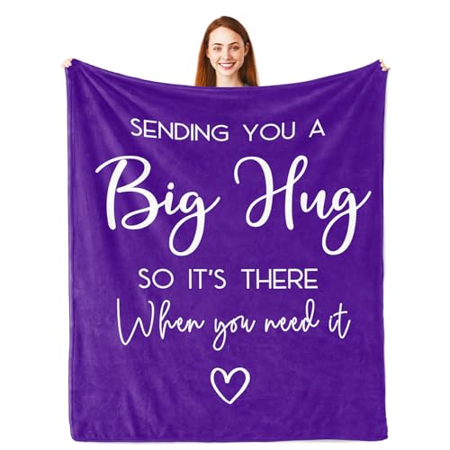 Pubrave Inspirational Gifts for Women, Get Well/Thinking of You/Cheer Up/Birthday Gifts for Women/Girls, Hug/Love Blanket Purple 60x50in - Image 1