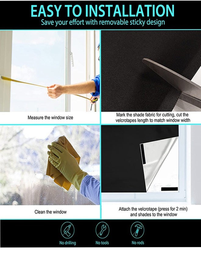 Portable Blackout Curtains With Self Adhesive Tape For Bedroom Living Room Bathroom And Attic Blackout Curtains 145cm*200cm