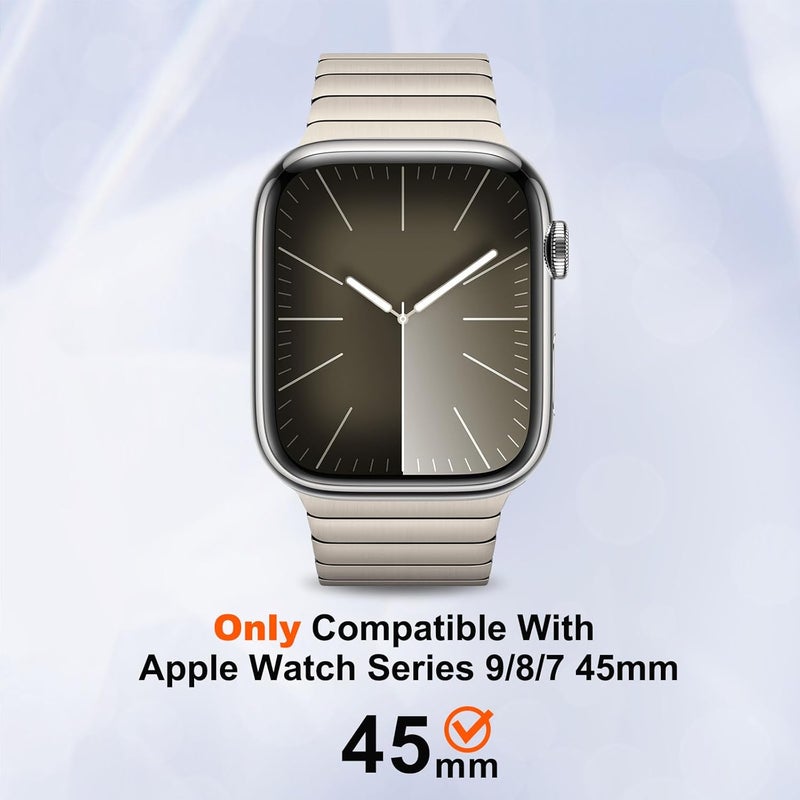 Suphart Metal Bumper Cover Compatible with Apple Watch Series 9/8/7 Case, [Turn 45mm into Ultra Look] Rugged Shockproof Protector with Back Frame for iWatch 45mm, Titanium One piece build - Image 3