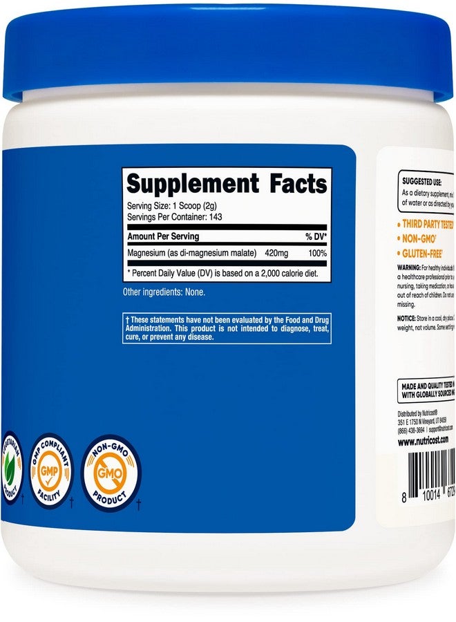 Nutricost مسحوق مالات المغنيسيوم (300 جرام) 420 ملغ من المغنيسيوم لكل وجبة خالية من الجلوتين من نونجمو - Image 4