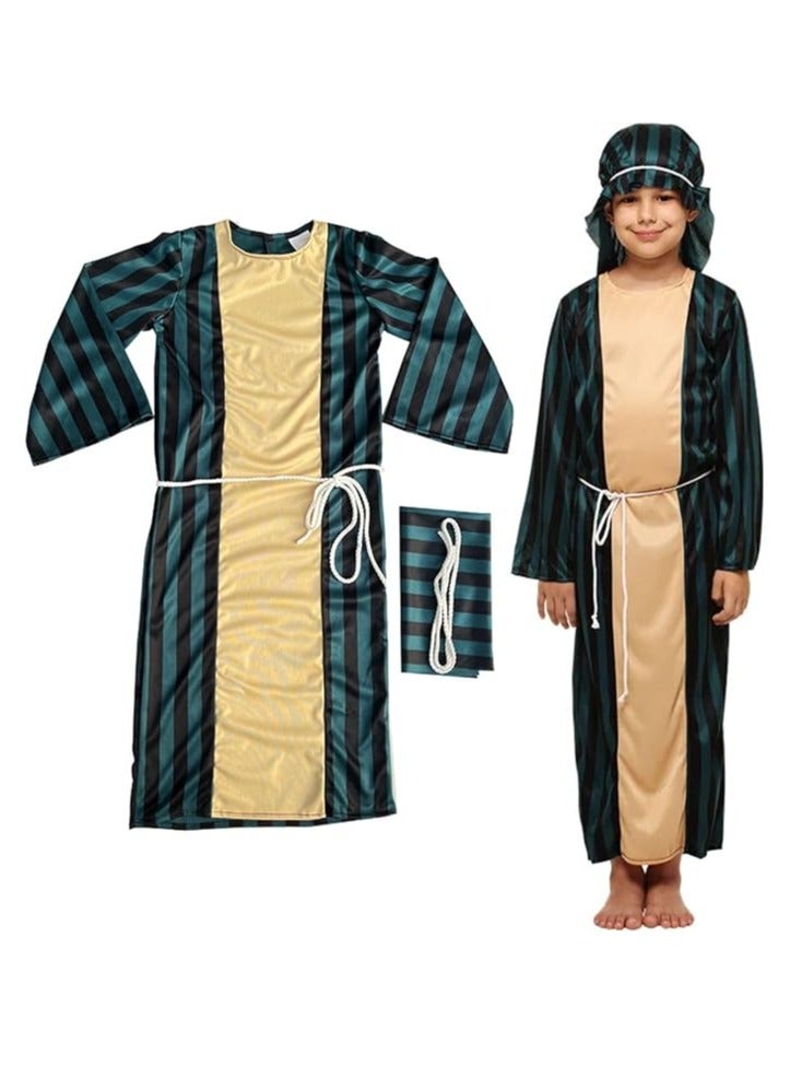 Home Smart Arab Boy Price Robe Costume Striped Robe with Headscarf Outfits for Special Party  - Image 1