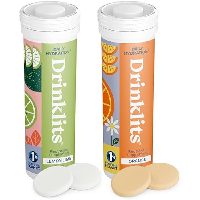 Drinklits Lemon-Lime & Orange Electrolyte Tablets (2) Tube Bundle | Citrus Daily Hydration Combo Pack | Delicious Natural Flavors – 0g Sugar – Daily Use | 20 Servings - 10 Tablets Per Tube - Image 1