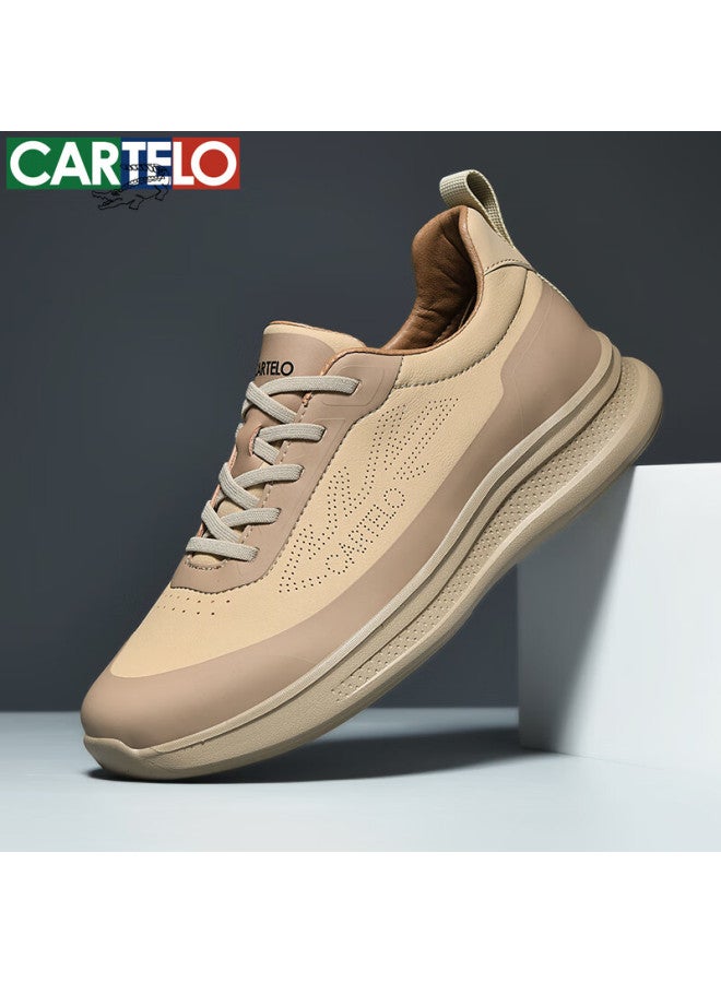 Cartelo Men's Casual Shoes Fashion Trendy Versatile Travel Running Sports Shoes 6728 Khaki Size 42 - Image 1
