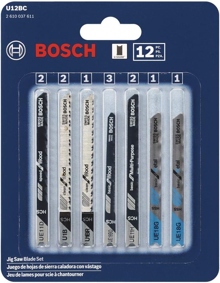 BOSCH U12BC 12-Piece U-Shank Jigsaw Blade Assorted Set Ideal for Thin-Metal Cutting and Wood Applications - Image 2