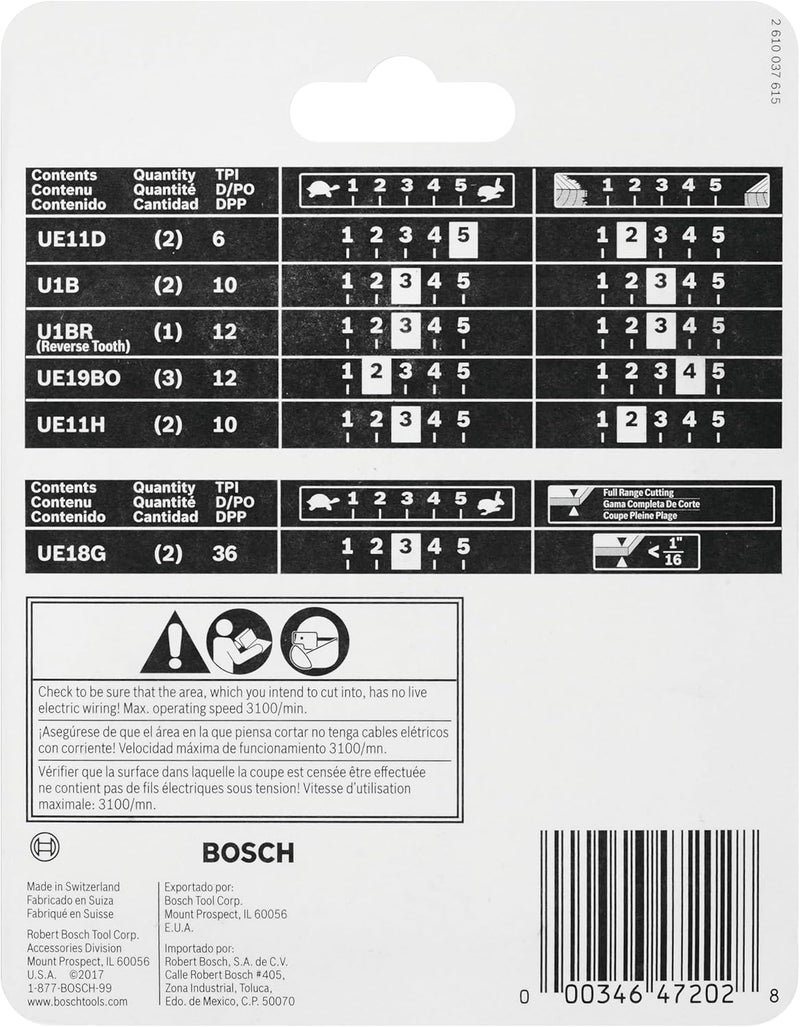 BOSCH U12BC 12-Piece U-Shank Jigsaw Blade Assorted Set Ideal for Thin-Metal Cutting and Wood Applications - Image 3