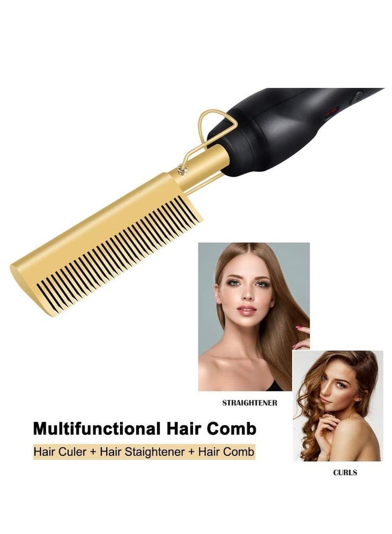 2 in 1 Hot Comb Straightener Electric Hair Straightener Hair Curler Wet Dry Use Hair Flat Irons Hot Heating Comb For Hair - Image 3