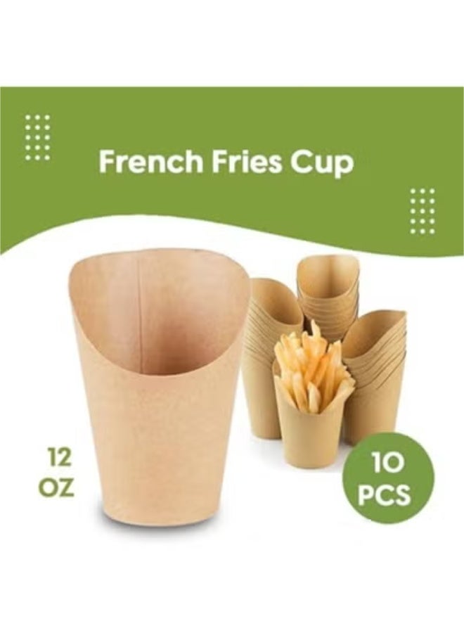 ايكواي ecoway Pack Of 100-12 Oz French Fries Cup Holder Disposable Snack Cups Take Out, Popcorn Box Paper Cones, Biodegradable, Eco-Friendly, Compostable, Kraft Paper Cups, Brown - Image 2
