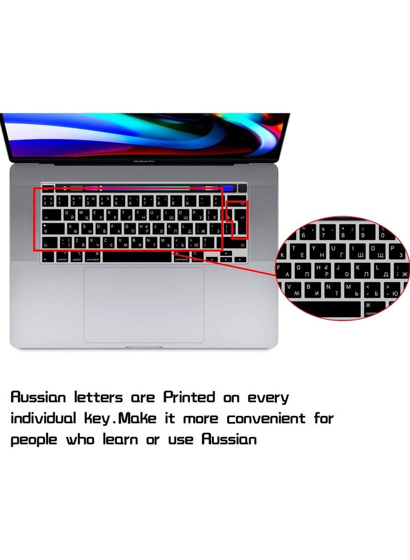 AMM Ultra Thin Russian Language Silicone Keyboard Cover Skin for 2022 MacBook Pro 13 M2/Pro 13 M1/Pro 13 inch 2020 Model A2289/A2251/A2338 M1 Chip and for MacBook Pro 16" 2019 Model A2141 UK Layout Black - Image 3