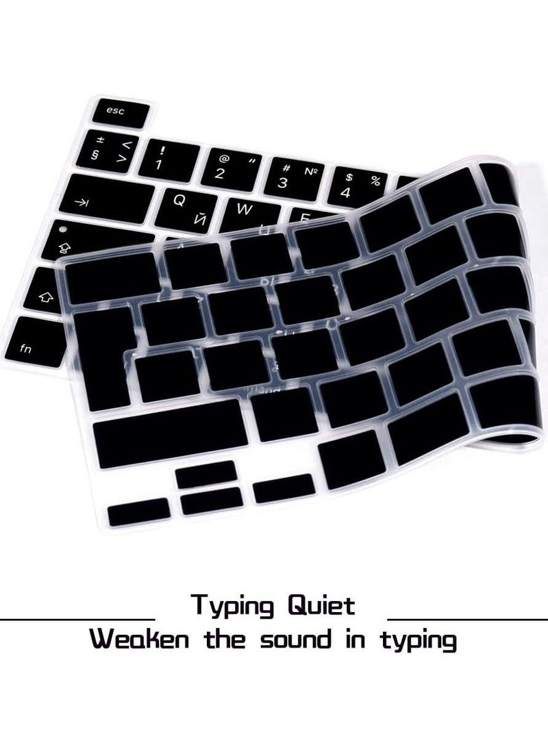 AMM Ultra Thin Russian Language Silicone Keyboard Cover Skin for 2022 MacBook Pro 13 M2/Pro 13 M1/Pro 13 inch 2020 Model A2289/A2251/A2338 M1 Chip and for MacBook Pro 16" 2019 Model A2141 UK Layout Black - Image 4