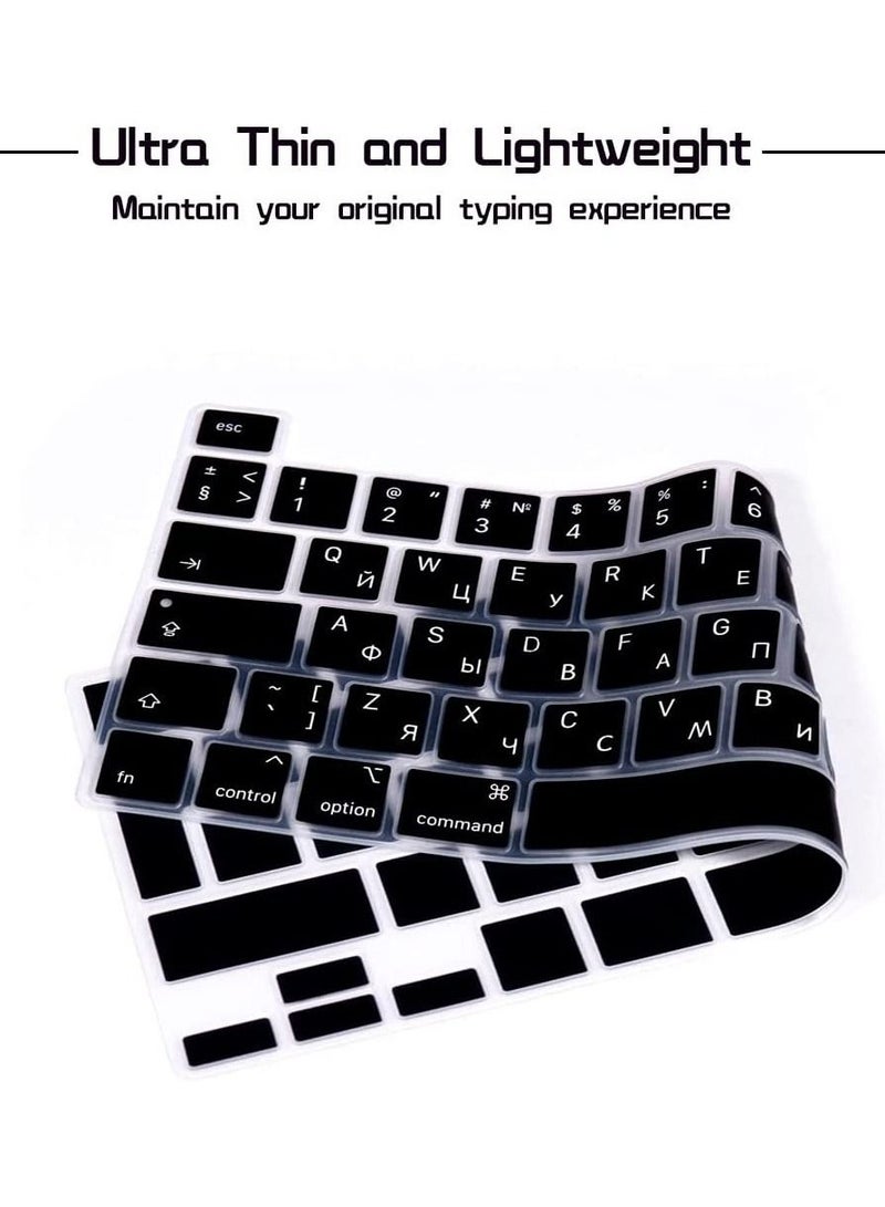 AMM Ultra Thin Russian Language Silicone Keyboard Cover Skin for 2022 MacBook Pro 13 M2/Pro 13 M1/Pro 13 inch 2020 Model A2289/A2251/A2338 M1 Chip and for MacBook Pro 16" 2019 Model A2141 UK Layout Black - Image 5