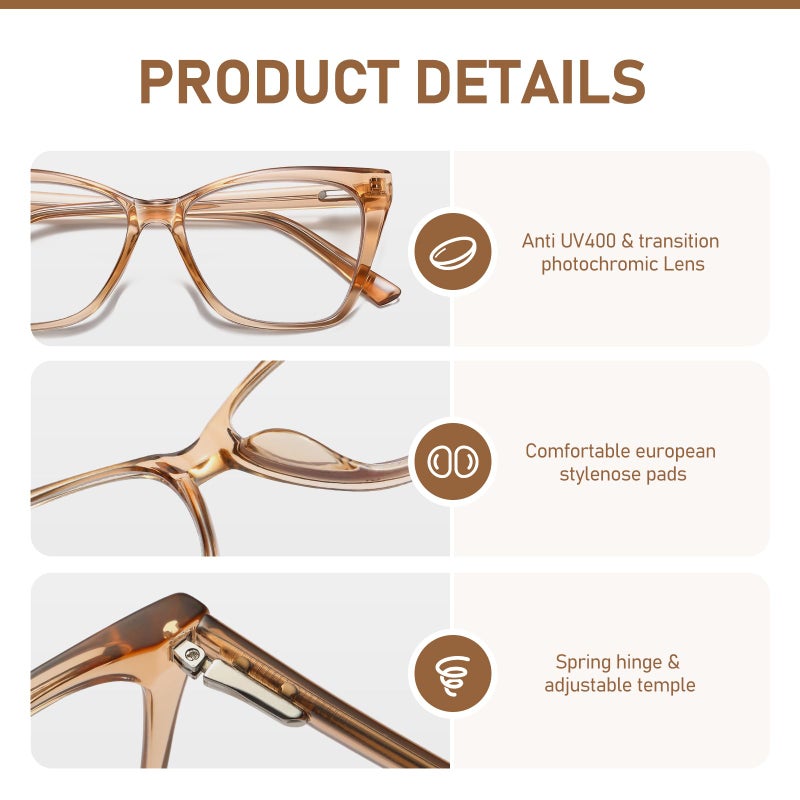Lkeye Oversized Reading Glasses Women Cat Eye Computer Blue Light Blocking Reader Stylish Ladies Designer Fashion Large Unbreakable Eyewear 2Pack Champagne Tortoise Pink Lk6042 1.0+ Strength - Image 3