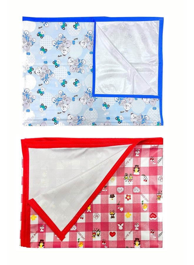 إيكوسوفت غطاء بلاستيكي EcoSoft، غطاء PVC للأطفال، غطاء مطاطي للرضع، واقي من التبول اللاإرادي (90 × 135 سم) (دب أزرق ويوم سعيد وردي) - Image 4