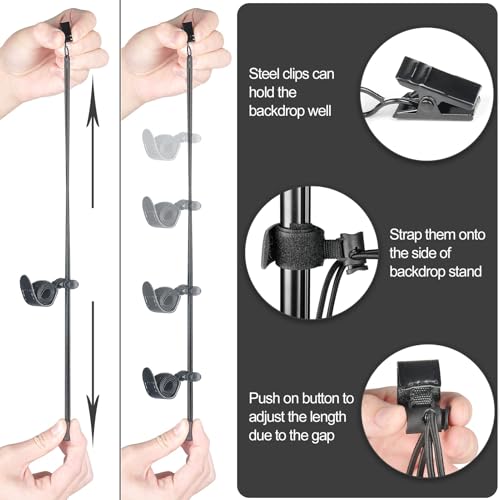 EMART 4.5 inch Heavy Duty Backdrop Clamp Kit-6 Spring Clamps, 8 Background Clip Holders for Muslin Stand, Canvas, Paper, Fabric, Chromakey Screen, Photo Studio, Photography Backdrops Support - Image 4