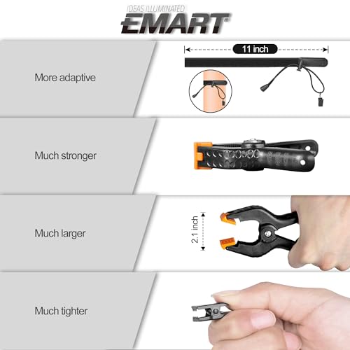 EMART 4.5 inch Heavy Duty Backdrop Clamp Kit-6 Spring Clamps, 8 Background Clip Holders for Muslin Stand, Canvas, Paper, Fabric, Chromakey Screen, Photo Studio, Photography Backdrops Support - Image 5