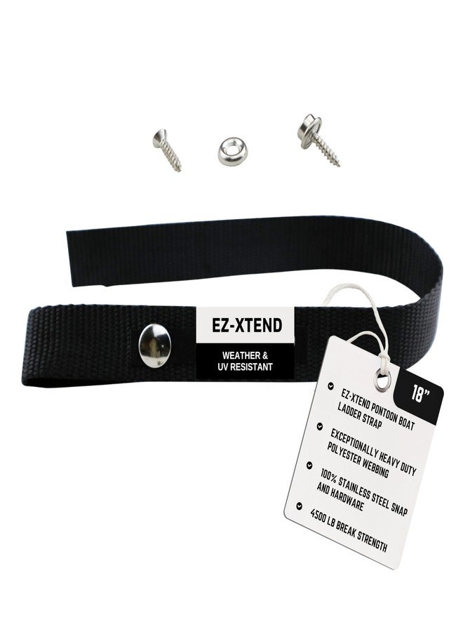 EZ-Xtend Pontoon Boat Accessories - Ladder Strap, Stainless Steel Snap and Stainless Steel Screw Stud Included - Extra Heavy Duty UV Resistant w/ 4500 lb. Breaking Strength - 1 Piece (18"x1") - Image 1
