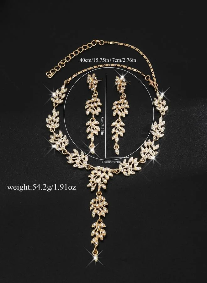 Take Two  2-Piece Embellished Rhinestone Drop Necklace and Earrings Jewelry Set for Women | Best Price UAE