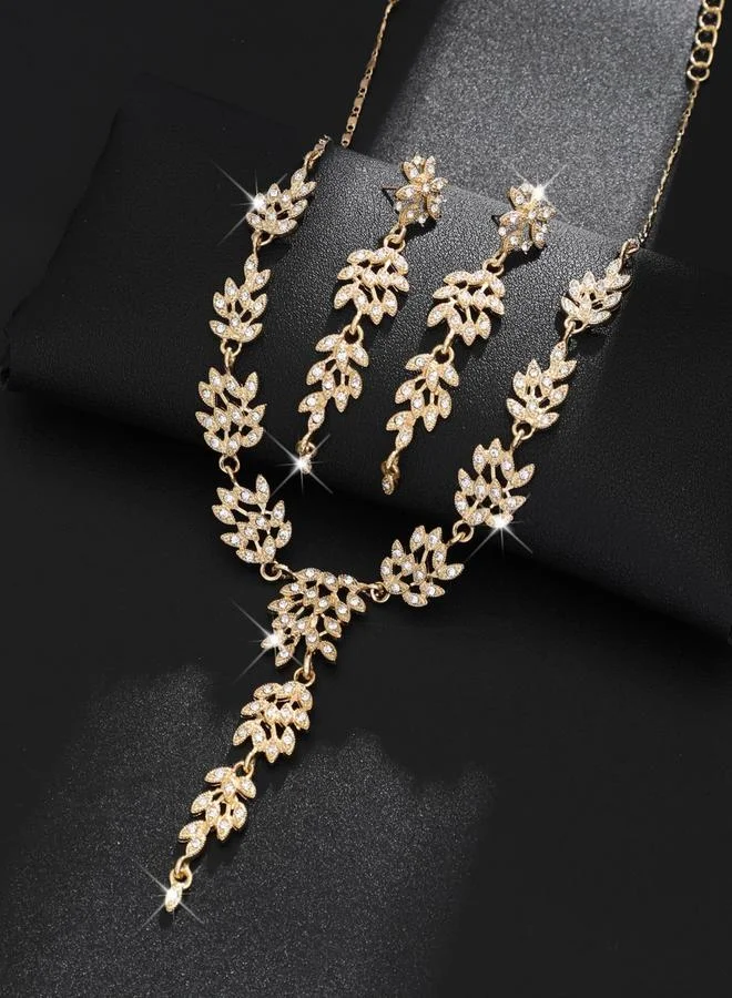 Take Two  2-Piece Embellished Rhinestone Drop Necklace and Earrings Jewelry Set for Women | Best Price UAE