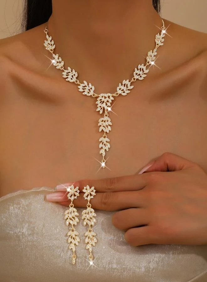 Take Two 2-Piece Embellished Rhinestone Drop Necklace and Earrings Jewelry Set