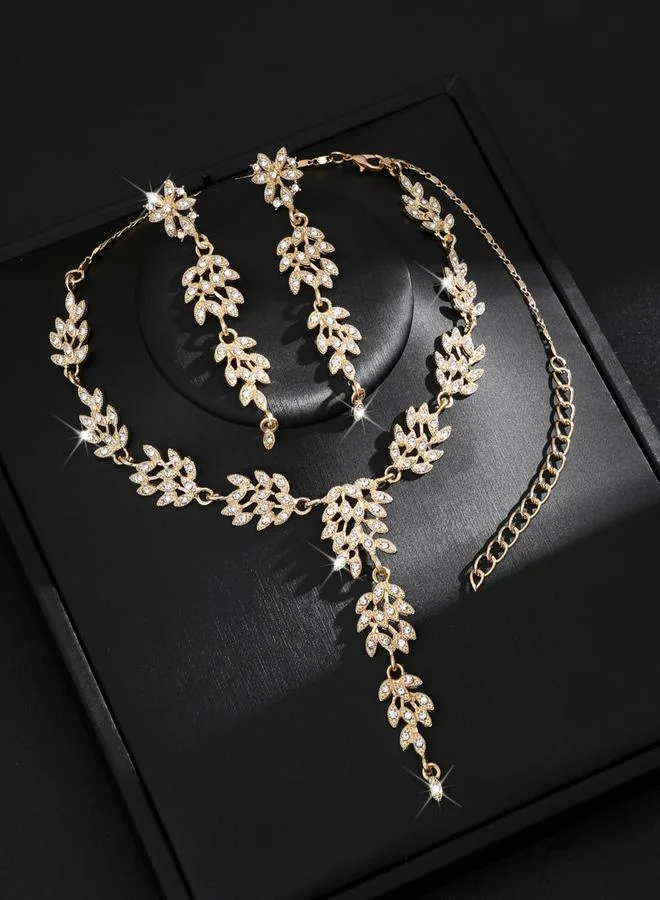 Take Two 2-Piece Embellished Rhinestone Drop Necklace and Earrings Jewelry Set