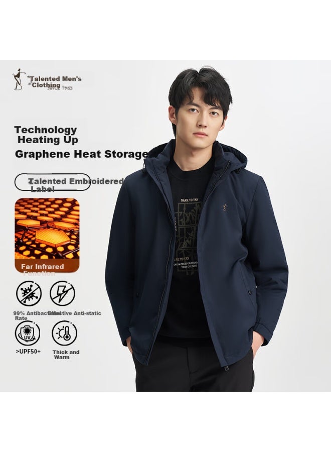 TRIES Men'S Jacket With Cotton And Thick Graphene For Warmth, Removable Hood, Windproof, 24 Autumn And Winter New Products - Image 1