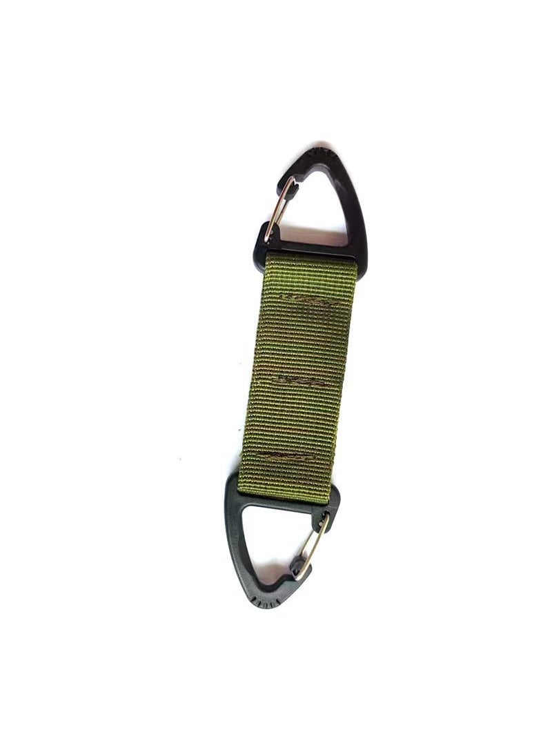 Generic Tactical Nylon Strap Backpack Carabiner Double Point Triangle Multipurpose Army Green 