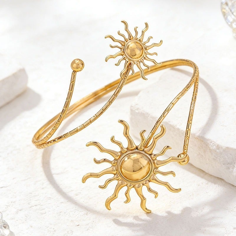 Silver Sun Moon and Star Cuff Bracelet for Women and Men, Holiday Wear - Image 5