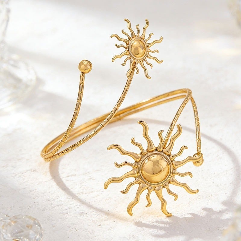 Silver Sun Moon and Star Cuff Bracelet for Women and Men, Holiday Wear - Image 4