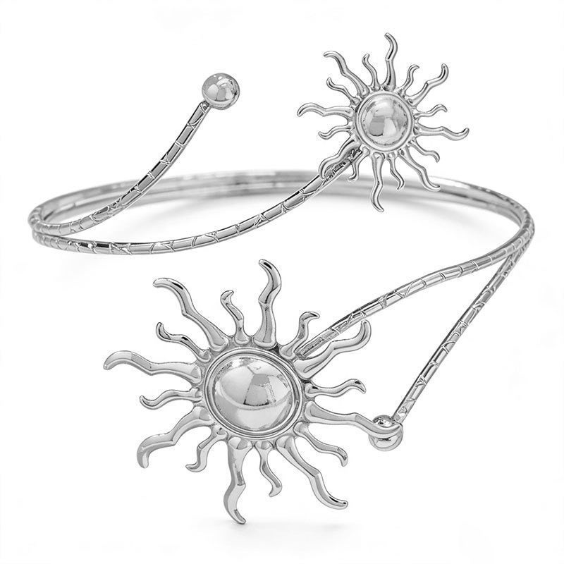 Silver Sun Moon and Star Cuff Bracelet for Women and Men, Holiday Wear - Image 1