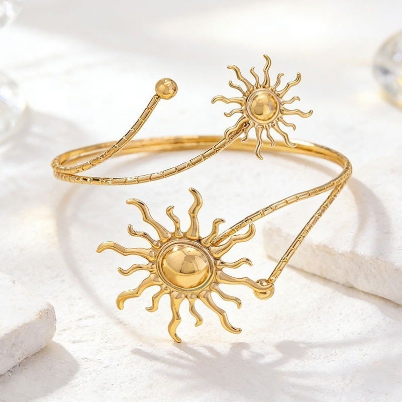 Silver Sun Moon and Star Cuff Bracelet for Women and Men, Holiday Wear - Image 3