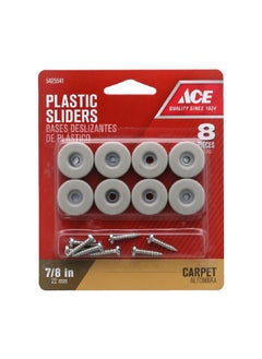 ACE 8-Piece Durable Screw-On Plastic Slider Set Off-White 22 mm 9456 