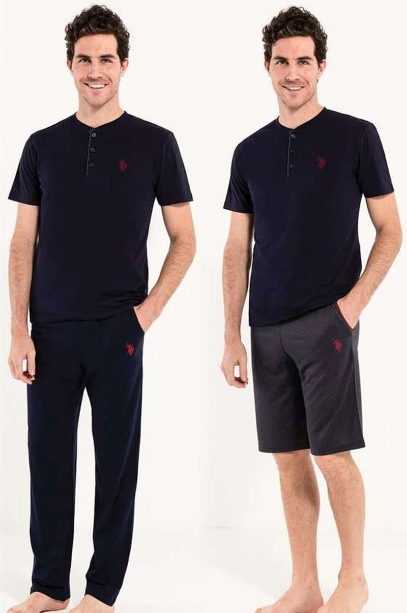 U.S. Polo Assn. 12005 Men's Navy Blue 3-Piece Pajama Set  - Image 1