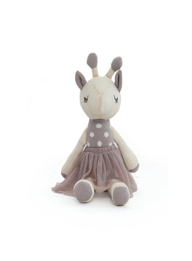 Pluchi Georgie Giraffe Cotton Knitted Stuffed Soft Toy (Natural & Steel Grey) - Image 1