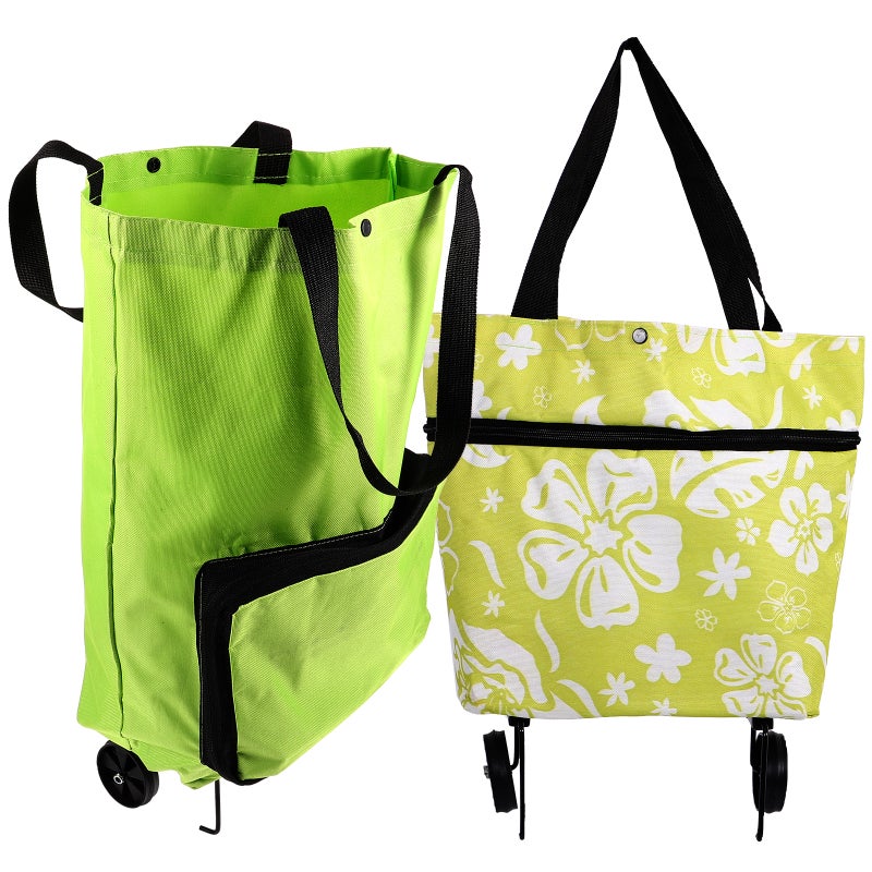 2Pcs Foldable Shopping Cart with Wheels Foldable Shopping Trolley Bag Shopping Trolley Bag - Image 1