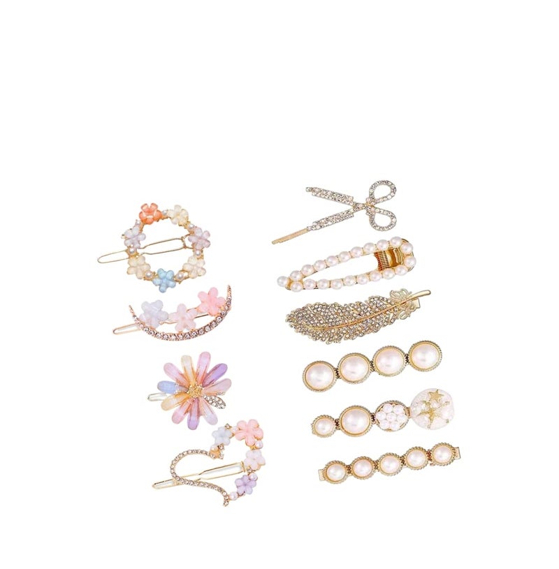 Tresneria® Korean Fashion Hair Clips Set in Trendy Styles and Designs for Women and Girls (PastelWhite) - Image 1