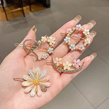 Tresneria® Korean Fashion Hair Clips Set in Trendy Styles and Designs for Women and Girls (PastelWhite) - Image 3