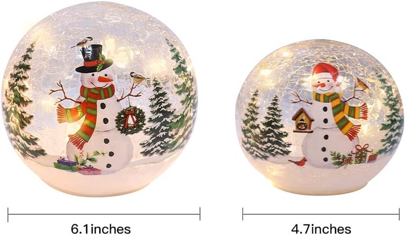 PHITRIC Christmas Decorations Indoor, 3 pcs Sparkling Snowman Globes with LED Lights and Timer, Tabletop Xmas Decor for Fireplace, Table, Home Decor Indoor - Image 2