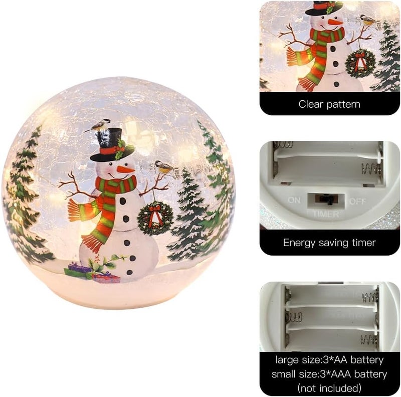 PHITRIC Christmas Decorations Indoor, 3 pcs Sparkling Snowman Globes with LED Lights and Timer, Tabletop Xmas Decor for Fireplace, Table, Home Decor Indoor - Image 4