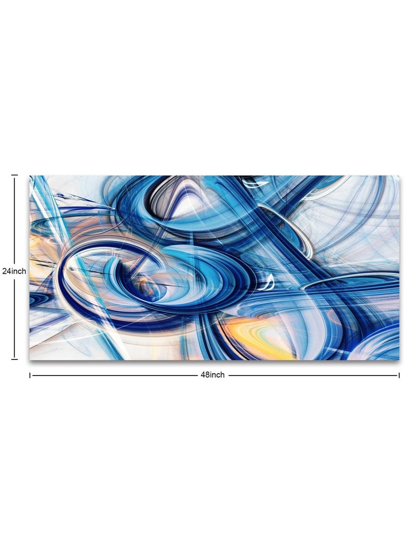 Today Idea Canvas Prints Abstract Blue Wall Art Print Paintings 1 panel Abstract Fractal Background Stretched Canvas Wooden Framed for Living Room Bedroom and Office Home Decor Artwork 24x48inch - Image 4