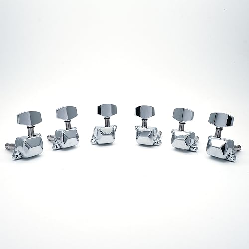 harpfeas 6 Pieces 3L3R Semi-closed Guitar String Tuning Pegs Tuner Machine Heads Knobs Tuning Keys for Acoustic or Electric Guitar (Chrome) - Image 1