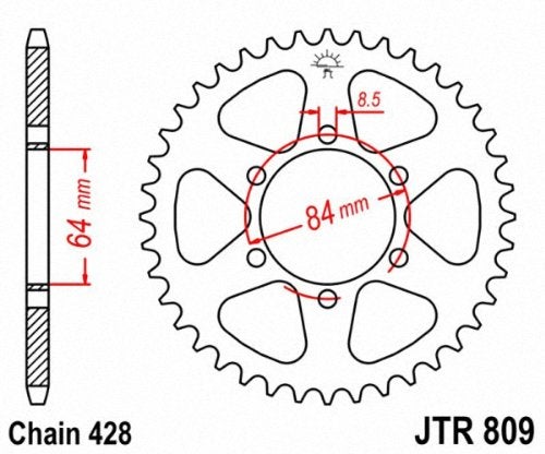 JT Sprockets JTR809.53 53T Steel Rear Sprocket   black   53 Tooth - Image 2