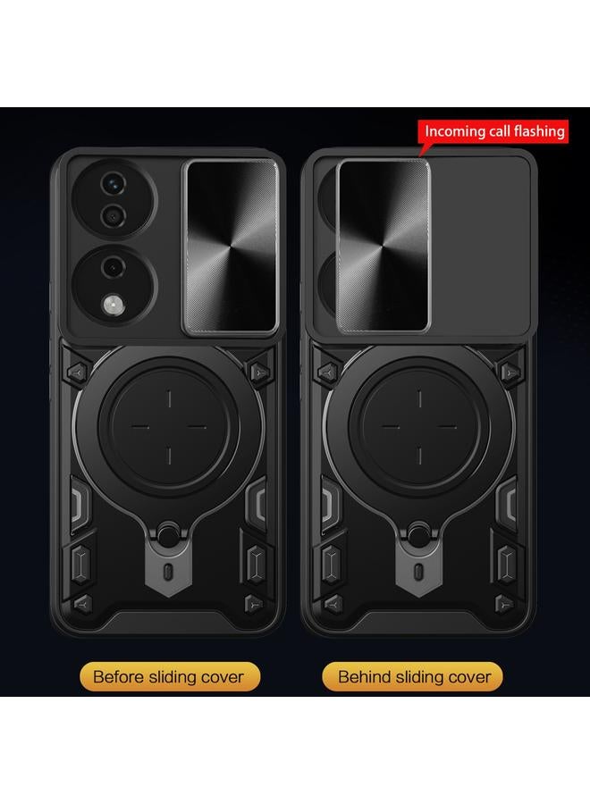 زبون جراب هاتف Honor X7b CD Texture Camshield منزلق بحامل مغناطيسي - Image 5