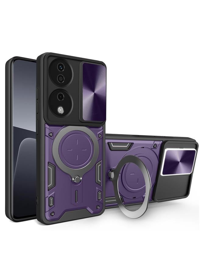 زبون جراب هاتف Honor X7b CD Texture Camshield منزلق بحامل مغناطيسي - Image 1