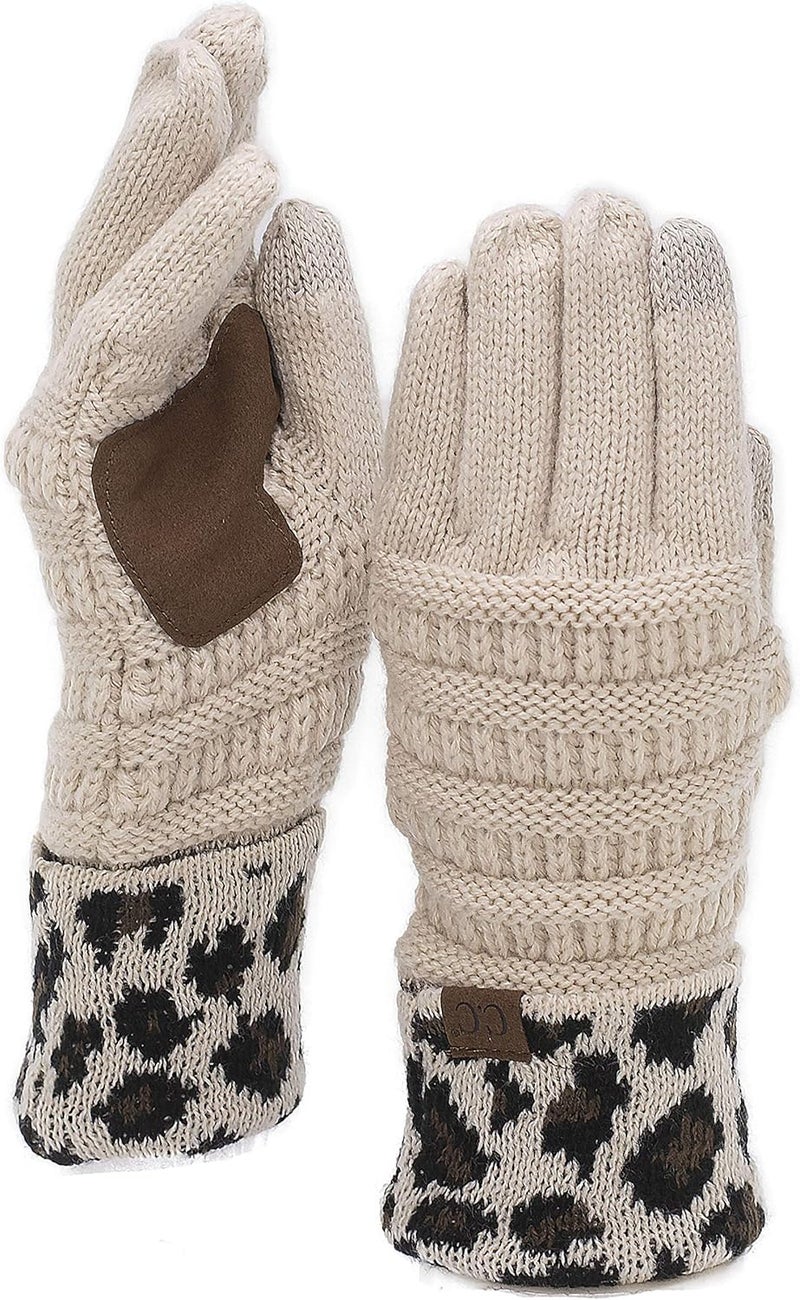 Cc Unisex Cable Knit Winter Warm Anti-Slip Touchscreen Texting Gloves - Image 1