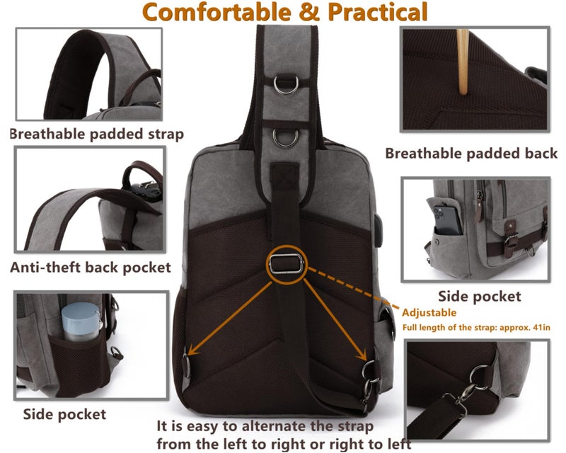 Leaper Retro Crossbody Bag Sling Bag Canvas Messenger Bag for Men Women Shoulder Bag Crossbody Handbags Satchel Dark Blue, XXL - Image 5