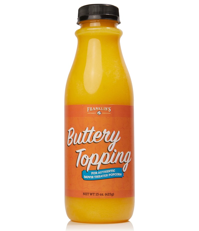 Franklin's Gourmet Popcorn Buttery Popcorn Topping - Kosher, Gluten Free, Vegan & Zero Trans Fat Popcorn Butter Topping - Popcorn Flavoring for Authentic Movie Theater Taste - 15 oz. - Image 1
