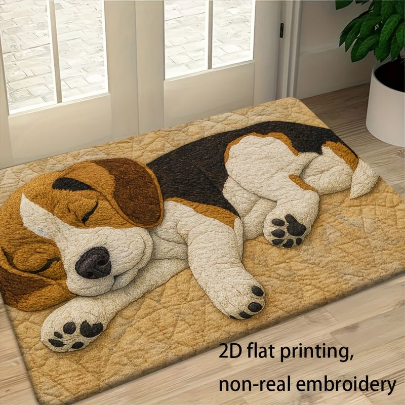 New Doorway Fleece Mat With Sleeping Dog Pattern Soft Comfortable Machine Washable Polyester 19.69 31.5 Inch 80 50cm - Image 4