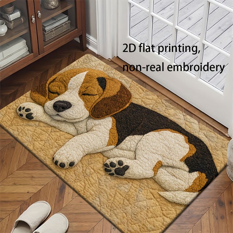 New Doorway Fleece Mat With Sleeping Dog Pattern Soft Comfortable Machine Washable Polyester 19.69 31.5 Inch 80 50cm - Image 5