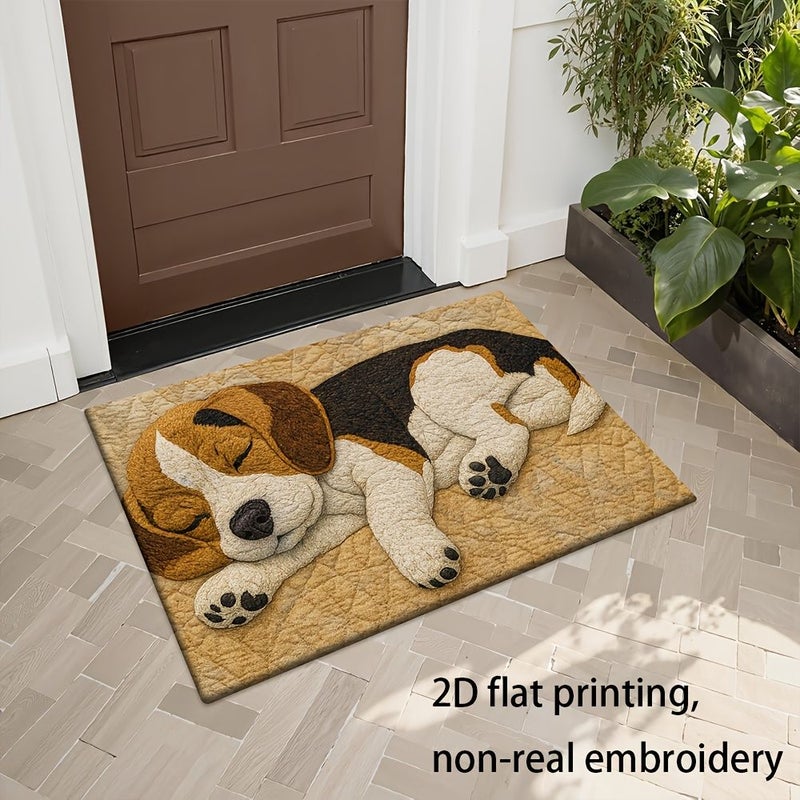New Doorway Fleece Mat With Sleeping Dog Pattern Soft Comfortable Machine Washable Polyester 19.69 31.5 Inch 80 50cm - Image 1