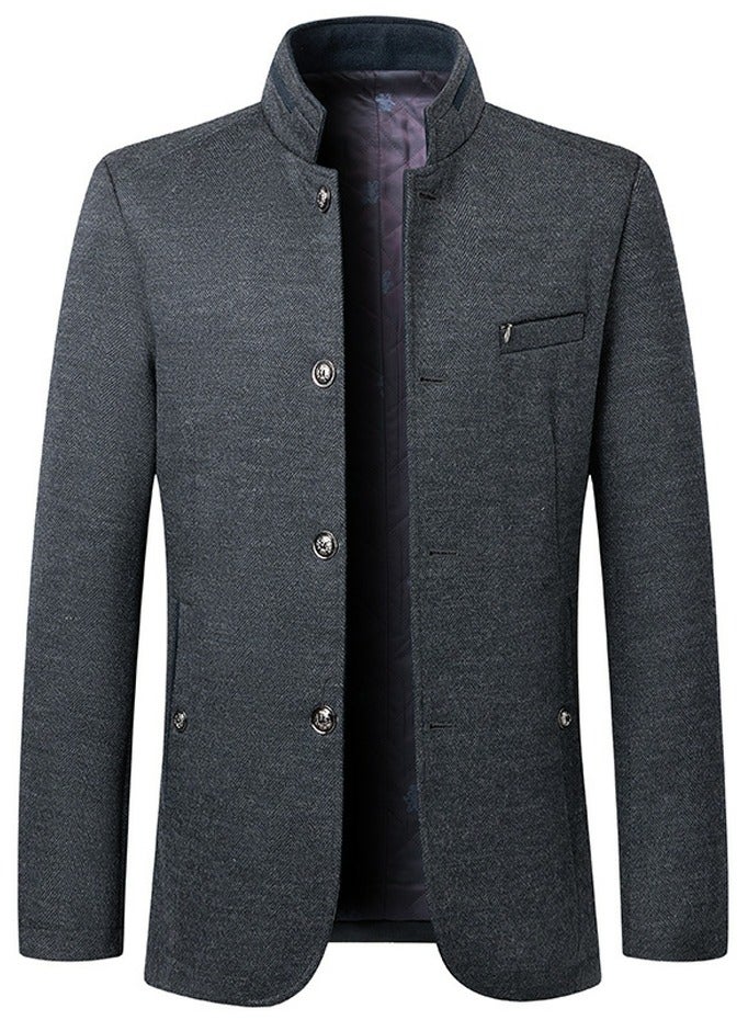 Loquat Mens Casual Suit Blazer Jackets Stand Collar Lightweight Lined Coats Business Coats Grey 