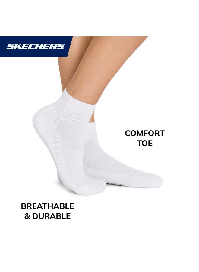 SKECHERS Women's 10 Pack Cushioned Quarter Crew Socks, White, 9-11 - Image 2
